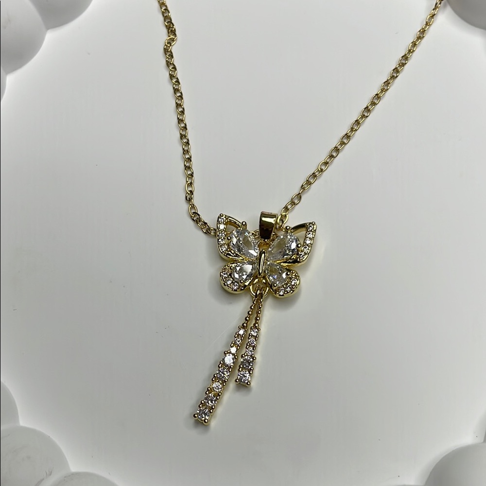 Let me Fly alone, Gold plated Butterfly Pendant Necklace